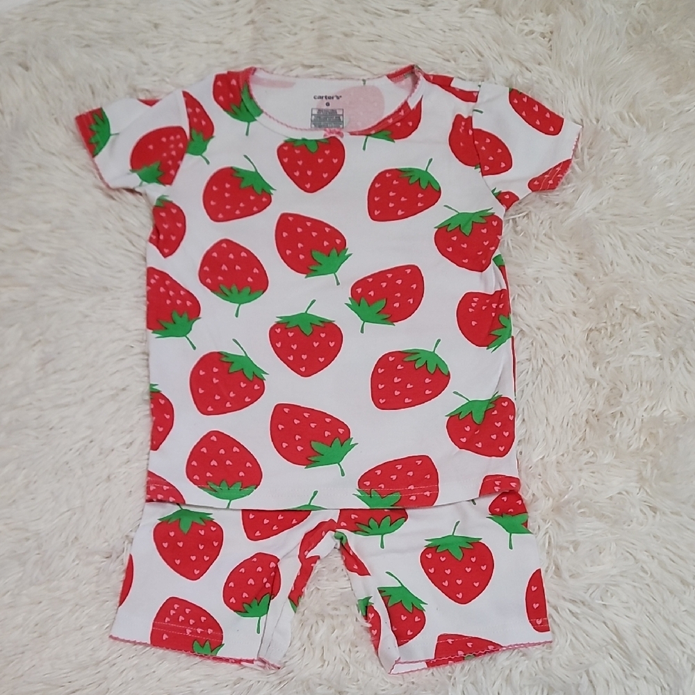 Carter's, Girls,Strawberry Print,Kids Pajama Set, Size 6